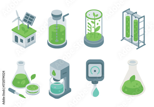 Renewable energy and biotechnology elements in vector green design