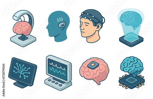 Futuristic brain technology concepts with ai and neural interfaces