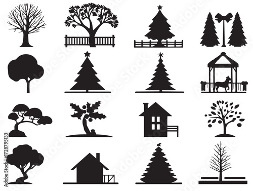 Holidays silhouette icon vector illustration solid black festive season and travel concept