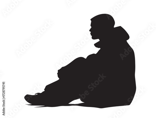 Homeless silhouette icon vector illustration solid black social issue concept