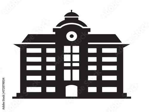 Hotel silhouette icon vector illustration solid black modern hospitality building icon