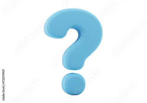 Isolated Sky Blue Question Mark Symbol, 3D Rendered, a Visual Asking For Insight, Direction