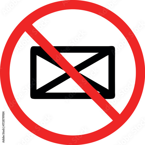No envelope icon. Forbidden mailing icon. No email vector sign Vector. Prohibited mailing  icon vector 