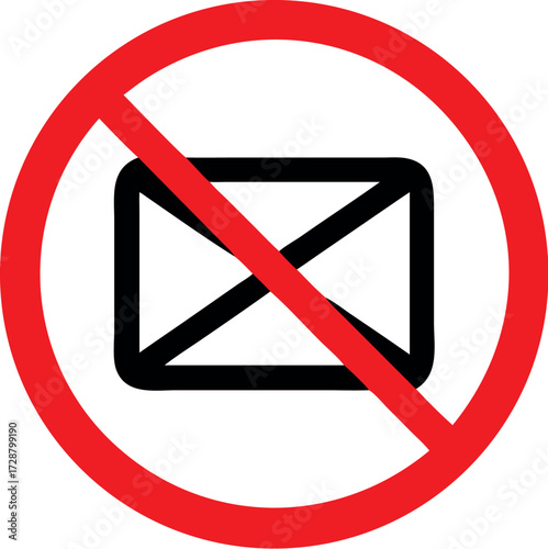 No envelope icon. Forbidden mailing icon. No email vector sign Vector. Prohibited mailing  icon vector 