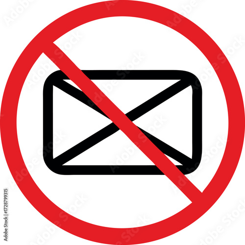 No envelope icon. Forbidden mailing icon. No email vector sign Vector. Prohibited mailing  icon vector 