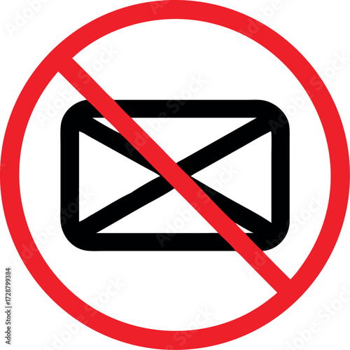 No envelope icon. Forbidden mailing icon. No email vector sign Vector. Prohibited mailing  icon vector 