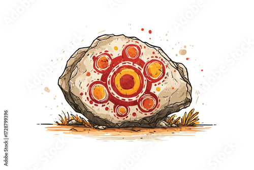 Detail of Faded Rock Art from Stone Age tile isolated