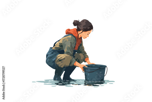 Fish hatchery manager at work system isolated