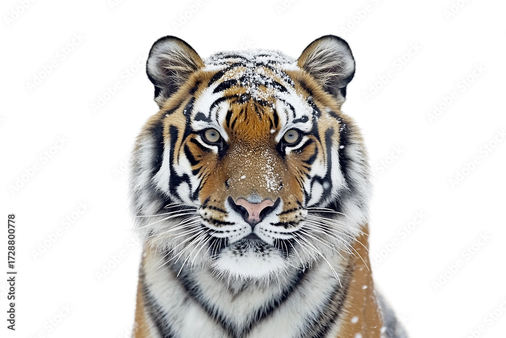 Fototapeta premium Bengal tiger roaring in the wild isolated on transparent background