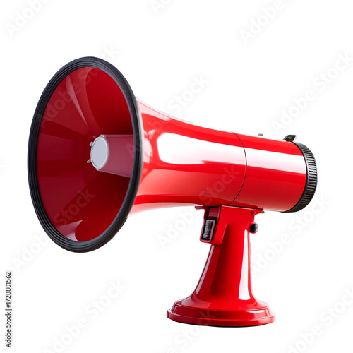 Red megaphone on a stand