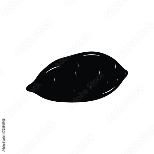black sweet potato silhouette on white background clip art preview