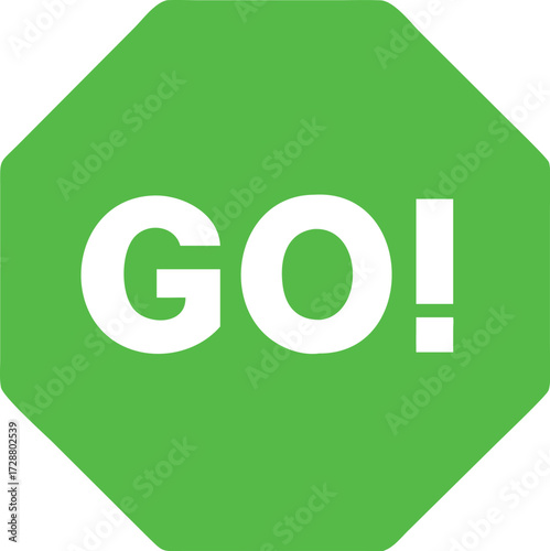 Go icon sign vector. Round green  shape vector, Go Traffic Sign vector Illustration