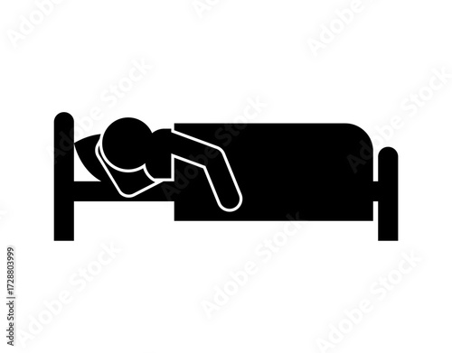 person sleeping in bed, symbol of rest, relaxation, and healthy lifestyle. Perfect for apps, medical themes, and sleep-related designs.