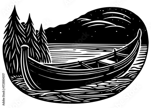 Native Canoe Silhouette, Columbus Day Culture SVG, PNG