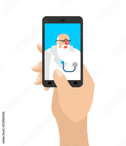 online doctor consultation via smartphone. Symbol of telemedicine, healthcare technology, and remote medical service. Perfect for health, apps, and medical projects.