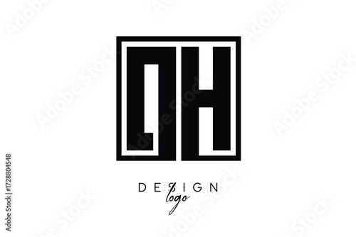 DH Double Letter Monogram Logo – Bold Square Typography Initials for Modern Branding, Identity & Professional Design