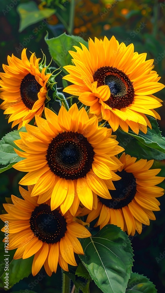 Obraz premium Cluster of vibrant sunflowers
