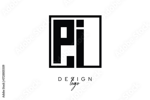 PI Double Letter Monogram Logo – Bold Square Typography Initials for Modern Branding, Identity & Professional Design