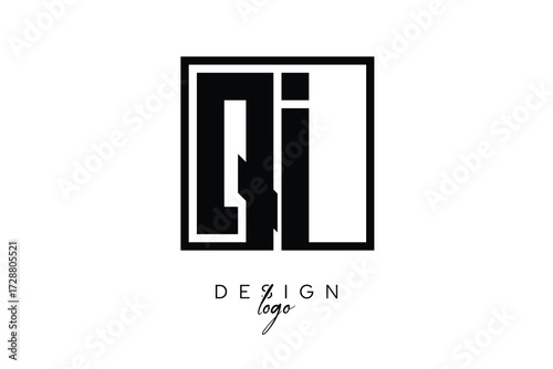 QI Double Letter Monogram Logo – Bold Square Typography Initials for Modern Branding, Identity & Professional Design