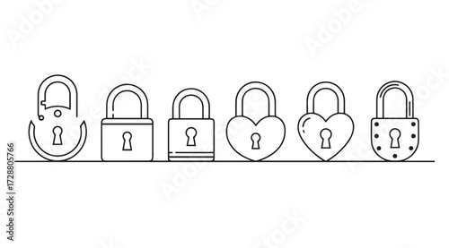Vector art of set of locks isolated