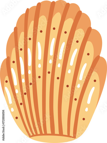 cute madeleine french shell shape sponge cake bakery dessert vector cartoon illustration 