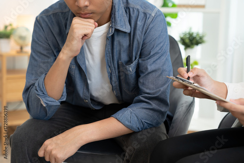 Photos man with mental health problems is consulting