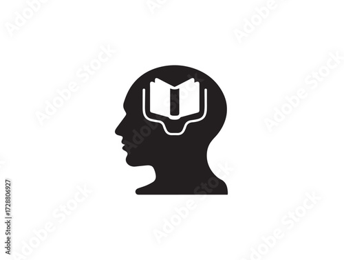 Knowledge silhouette icon vector illustration solid black wisdom and information concept
