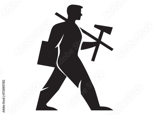 Labour day silhouette icon vector illustration solid black international workers day holiday