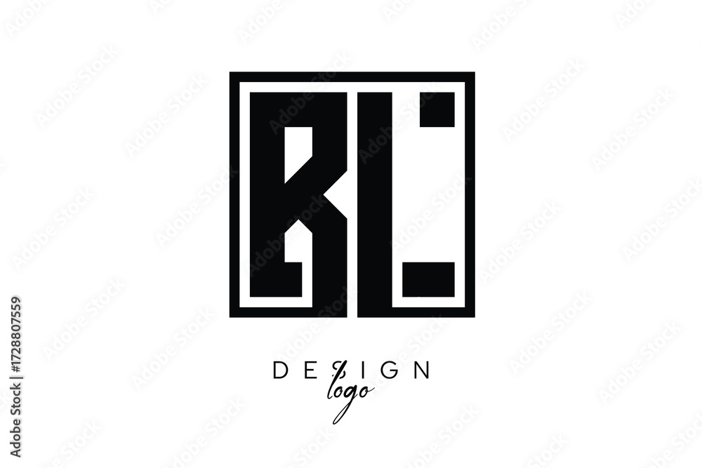 Fototapeta premium BL Double Letter Monogram Logo – Bold Square Typography Initials for Modern Branding, Identity & Professional Design
