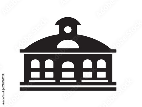 Library silhouette icon vector illustration solid black public book collection place