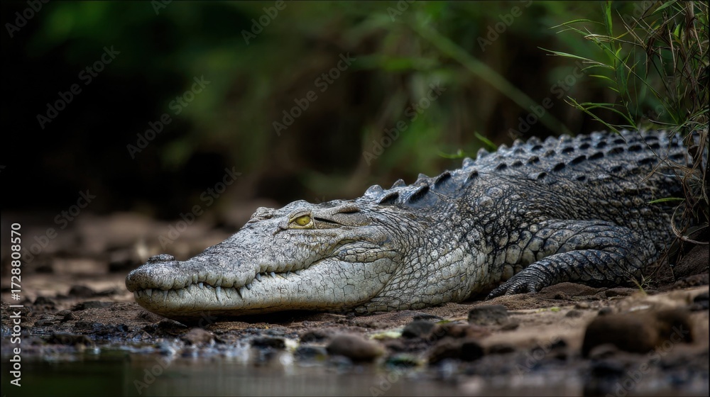 Fototapeta premium Crocodile resting by water