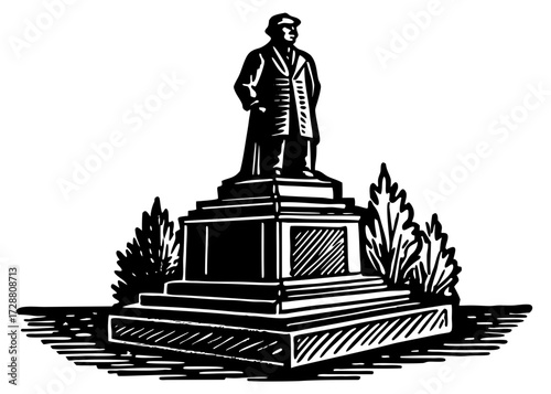 Columbus Day Statue Silhouette, Columbus Day Monument SVG, PNG