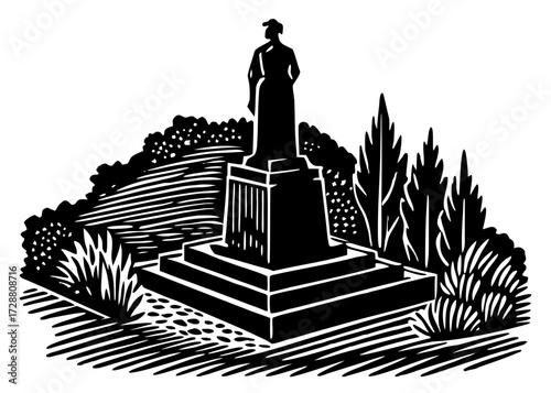 Columbus Day Statue Silhouette, Columbus Day Monument SVG, PNG