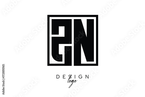 ZN Double Letter Monogram Logo – Bold Square Typography Initials for Modern Branding, Identity & Professional Design