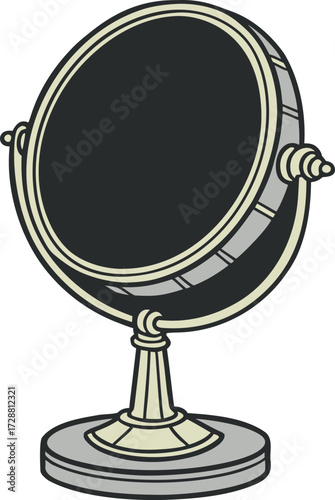 Retro tabletop vanity mirror vector illustration