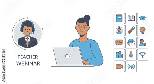 Teachers Engaging Online Learning, Virtual Classroom, Educational Content, Interactive Environment