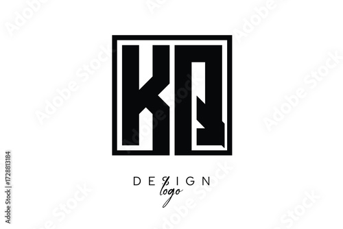 kQ Double Letter Monogram Logo – Bold Square Typography Initials for Modern Branding, Identity & Professional Design