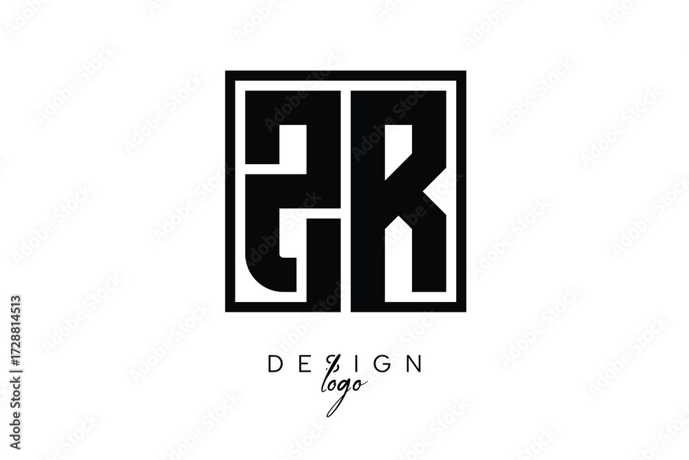 Obraz premium ZR Double Letter Monogram Logo – Bold Square Typography Initials for Modern Branding, Identity & Professional Design