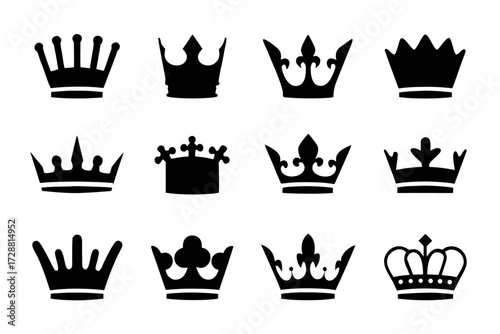 Collection of various black crown silhouettes