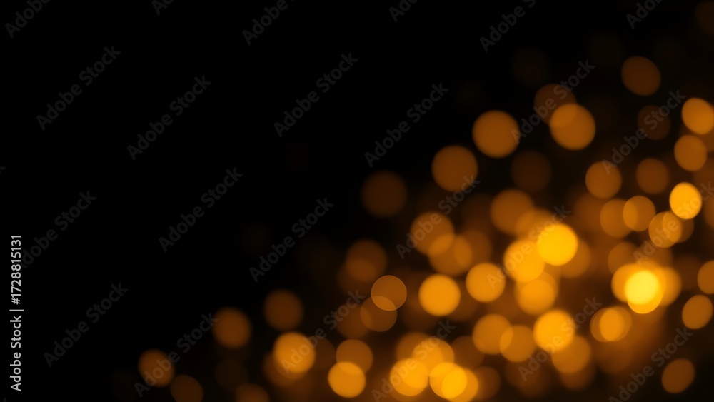 Obraz premium Dreamy golden bokeh sparkles on a dark background creating an atmospheric glowing effect.