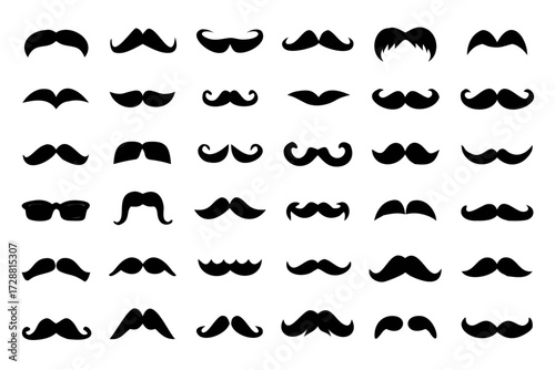 Collection of diverse black mustaches