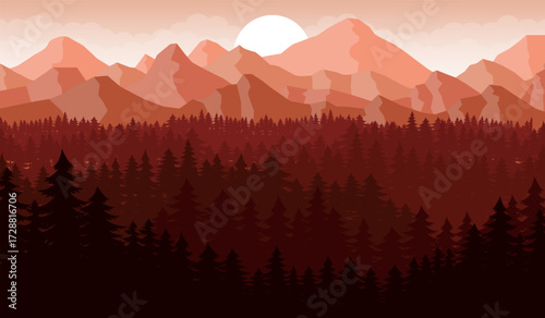 sunset in mountains