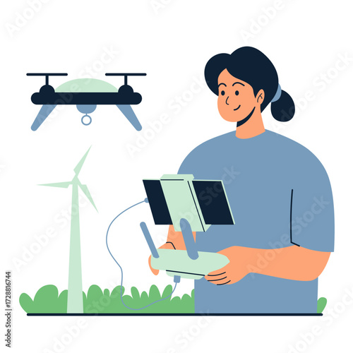 Smart Farming Smart farming vector illustration. Farmer with wireless IoT icons showing greenhouse