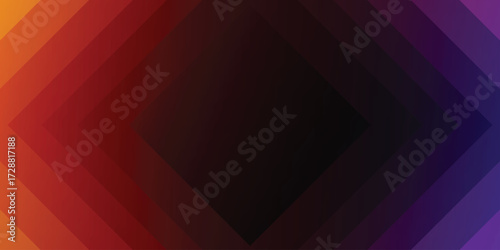Vibrant abstract background with nested geometric diamond shapes fading from orange and red to dark center, and purple on the right, for dynamic design.