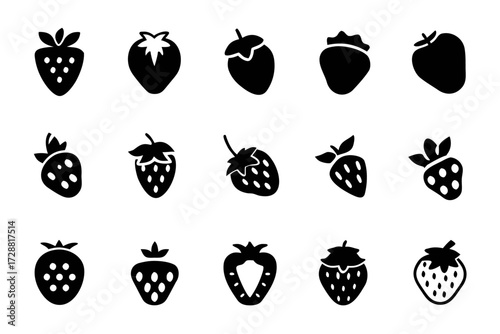 Compilation of strawberry icons for various uses