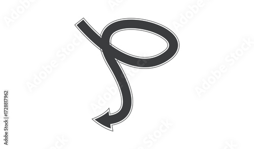 Hand drawn spiral arrow with textured brush strokes pointing down