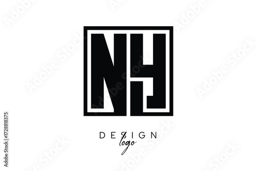 NY Double Letter Monogram Logo – Bold Square Typography Initials for Modern Branding, Identity & Professional Design