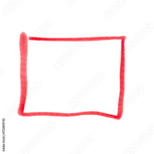 Red squares mark on transparent background. Red highlighter squares  icon, Hand drawn squares  highlighter line sketch