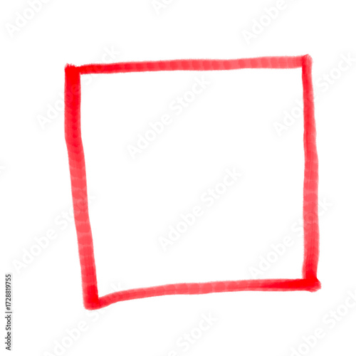 Red squares mark on transparent background. Red highlighter squares  icon, Hand drawn squares  highlighter line sketch