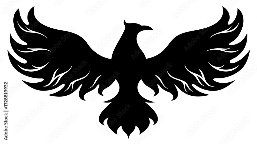 Obraz premium Majestic Phoenix Silhouette with Extended Wings Symbolizing Rebirth and Empowerment